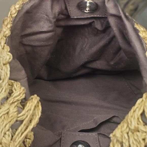 Macrame Brown Crossbody Shoulder Bag with Brown Buttons Attached - Picture 6 of 9